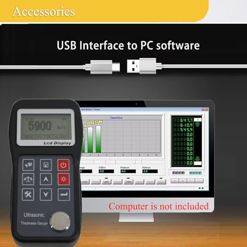 Calibrador Ultrasónico Digital para Metales 0.75-300mm USB miniatura 6