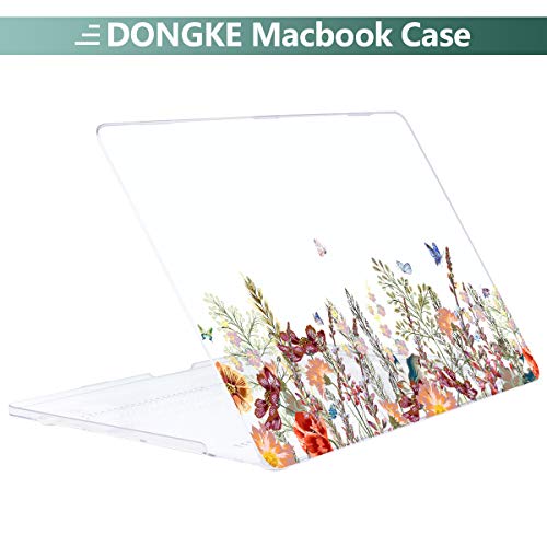 Dongke Compatible With Macbook Pro 13 Inch Case 2022 2021 2020 Release Model: M2 M1 A2338 A2251 A2289, Hard Shell Case Cover For Macbook Pro 13 Inch With Touch Bar Fits Touch Id, Floral Illustration #TOP6