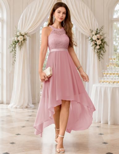 Image of Wedtrend Women's Semi Formal Dresses Halter Bridesmaid Dresses Wedding Guest Dress High Low Prom Dress
