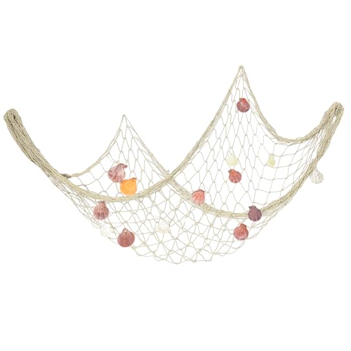 Fischernetz mit Muscheln 200 cm x 150 cm Fischerei Dekorative Strand Thema Dekor Mediterranen Stil Wanddekoration Maritime Deko für Zimmer Party Hochzeit