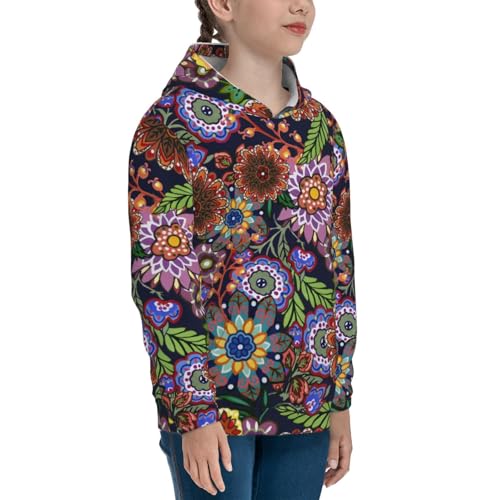 Vintage Floral Kids Pullover Hoodies Boys Sweatshirts Girls Athletic Clothes with Pocket3