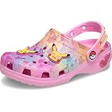 Crocs Unisex-Child Classic Pokemon Clogs, Kids and Toddler Shoes, Pink Pikachu, 5 Big Kid
