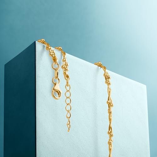 Miniatura 3 de Miore Pulsera Mujer Plata 925 Chapada En Oro De 18 Quilates, Pulsera Plata Mujer Con Bolas, 18 3cm Cadena De Mano Con Colgante De Bola, Joyería Hipoalergénica Hecha A Mano En Italia