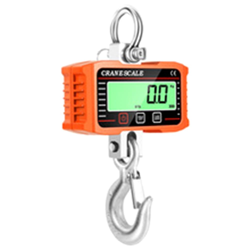 Balanza de Equipaje portátil, Báscula Colgante Digital LCD de 2000 kg con Gancho de Bloqueo kg/LB/N, Color Naranja