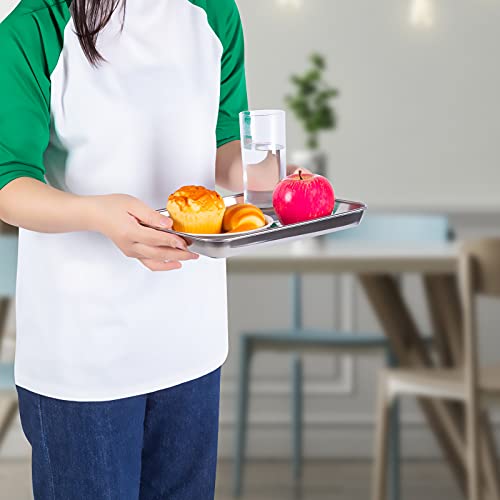 Getton Stainless Steel Tray, 3Pcs Premium Metal Surgical Medical Tray Organizer Containers For Tattoo Tool Bathroom Lab Instrument Supplies Dental Tools Kitchen Baking, 10.5 × 8 × 1 Inch(Getton) #TOP3