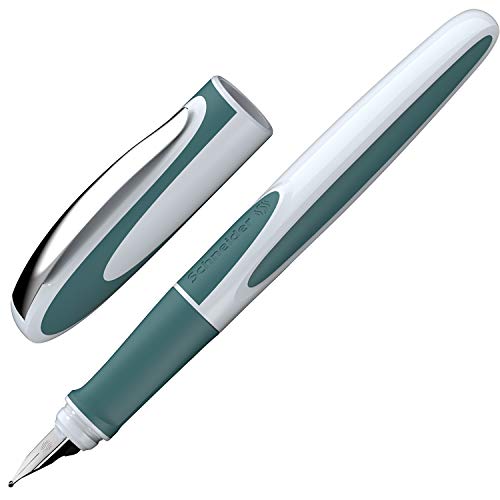 Image of Schneider Ray Fountain Pen, Blue Ink, Teal Barrel, Rubberize Grip, Right Handed Medium Iridium Tip, Refillable, Erasable Blue Ink, 1 Each (168205)