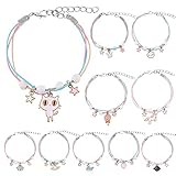 JOELELI 10 Stück Mädchen Armband Set, niedlich verstellbare Armband Ringe Schmuck für Frauen Teenager Tier handgemachte Freundschaft Geburtstag Geschenk Dress Up Party Favors