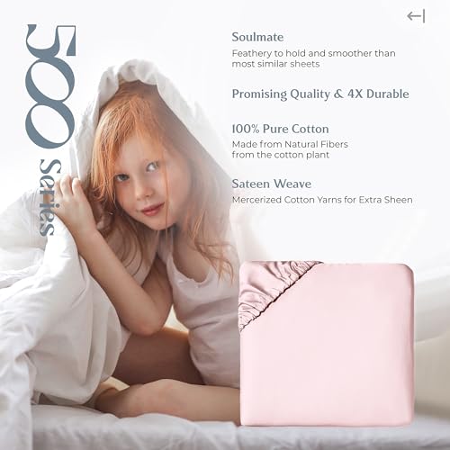 Mayfair Linen Twin XL Fitted Sheet Only - 100% Egyptian Cotton 500 Series Soulmate Collection 16" Deep Pocket Fitted Sheet Twin XL (Blush), Soft, Cooling Sateen Weave Elasticized Bottom Sheets by Mayfair Linen - Used condition - Image 6