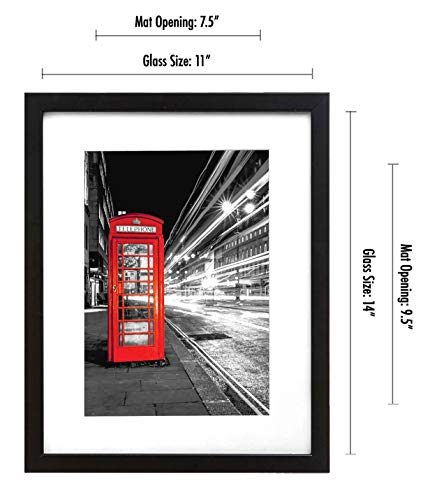 Americanflatamericanflat 8X24 Collage Picture Frame & 11X14 Black Picture Frame - Displays 8X10 With Mat Or 11X14 Without Mat - Composite Wood With Shatter Resistant Glass #TOP5