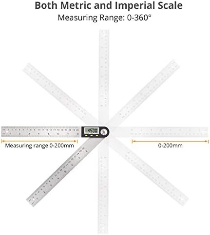 Proster Digital Depth Gauge And 8 Inch Digital Angle Finder Protractor Set Tool Stainless Steel for Woodworking Construction Repairing