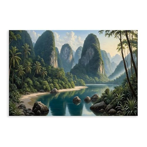 Impression sur toile de rivière de Thaïlande décorative en 50x75 cm