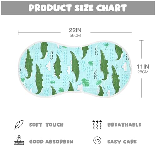 xigua Cartoon Crocodiles Muslin Baby Burp Cloths Set of 4, Super Soft & Absorbent Burping Rags, Cotton Burp Clothes Shower Gift for Newborn, Baby Girls and Boys4