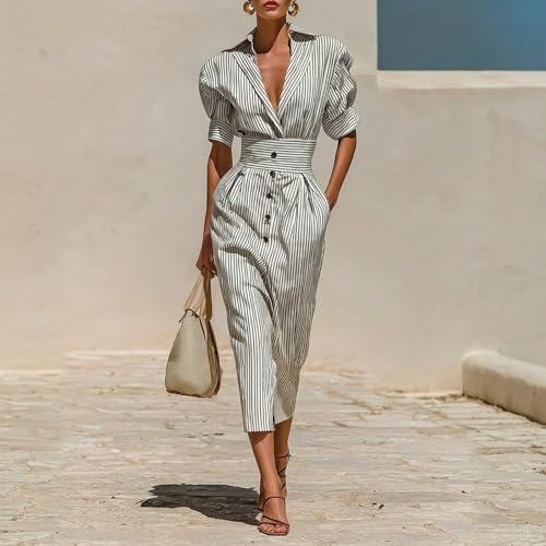 Robe longue fluide raye pour plage et sorties d'été chic