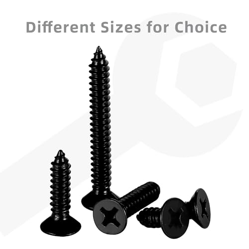 Ouschr GB.12X114-50 #12 X 1-1/4 Inch Wood Screws Flat Head Fast Self Tapping Drywall Screws 18-8 Stainless Steel 304 Black Finish thumb #3