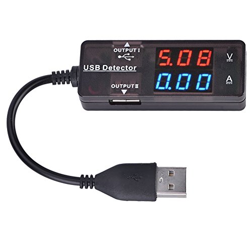 Cargador USB Doctor Medidor de Voltaje de corriente Detector de carga funda para recargable Pantalla LED voltímetro amperímetro comprobador de multímetro DC, negro