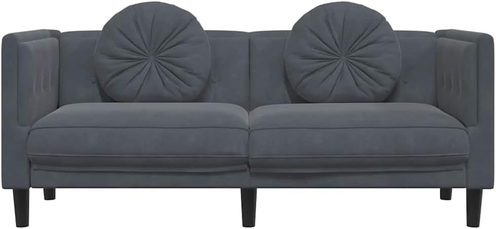 Sofa Dark Grey Velvet (100% Polyester) Living Room Furniture