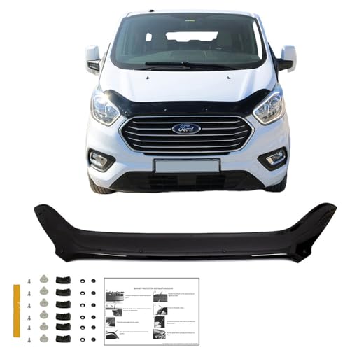 Oneway Motorhaubenschutz kompatibel mit Ford Transit Custom MK1 Facelift 2018-2023 - Schwarz glänzend