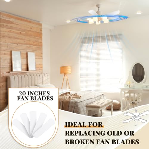 Lineshading 5 Pack 20" Replacement Fan Blades for 52" Ceiling Fan Waterproof Weatherproof Blades Replacement for Broken Substitution Replacing Indoor Summer(White) by Lineshading - Image 5