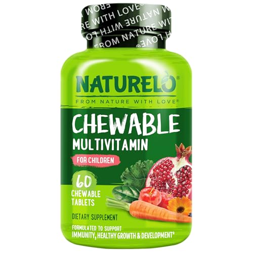 NATURELO Chewable Vitamin for Kids Multivitamin with Whole Food Organic Fruit Blend - 60 Tablets for Children