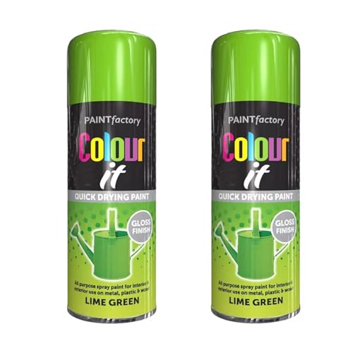 PNJB Lime Green All Purpose Aerosol Spray Paint, Quick Drying Spray, Versatile, Fast Dry And Excellent Coverage For Metal, Wood, Plastic, 400ML (2PCS)