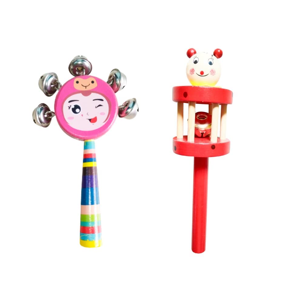 Aj Alliance Wooden Colorful Attractive Non Toxic Rattles, Musical Toys, Eco Friendly Toys, Rattles (Pack of 2 face, cage Rattle) (B0BYWP6NST) Amazon Price History, Amazon Price Tracker