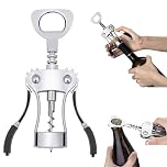 Premium Zinc Alloy Wine Bottle Opener | Wing Corkscrew with Built-in Bottle Opener, Durable Wine & Beer Opener for Corks and Caps – Easy Grip & Heavy Duty