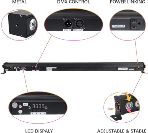 Stage Light Bar,96W 24LEDs RGBW Dj Party Lights Bar 3 in 1 Wash Light Bar Wall Washer Light with DMX Control AutoPlay Sound Activated for Church Christmas Wedding Dance(40 Inches)