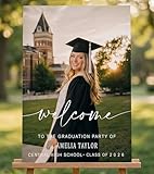Eadabok Ship Next Day Graduation Welcome Sign, Custom Photo Graduation Party Welcome Poster, Grad Party Sign, Graduation Decorations, Gifts for Student Graduates