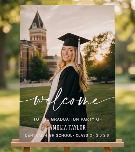 Eadabok Ship Next Day Graduation Welcome Sign, Custom Photo Graduation Party Welcome Poster, Grad Party Sign, Graduation Decorations, Gifts for Student Graduates