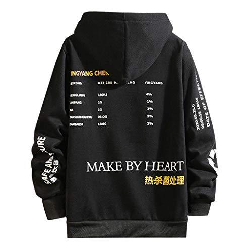 Pull à capuche homme Patchwork noir XXL ample en coton - 3