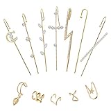 💞 Paket enthalten: 7pcs Frauen Ohrwickel Crawler Haken Ohrringe in verschiedenen Stilen, 5pcs Ohrclips in verschiedenen Stilen, die sowohl speziell als auch modisch sind.