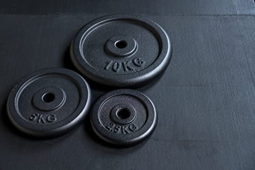 MuscleSquad Cast Iron Weight Plates 1.25kg, 2.5kg, 5kg,10kg (Choice of Sizes) for 1" Dumbbell Bar - 5kg Pair - Image 3
