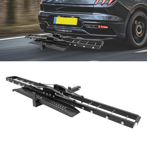7BLACKSMITHS 500LBS Steel Motorcycle Scooter Dirt Bike Carrier Hauler Anti Tilt Hitch Mount Rack Ramp&2'' Receiver Trailer Hitch Pin (Carrier)