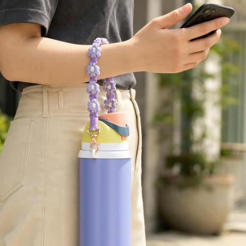 Image of Water Bottle Handle Strap Compatible with Owala & Stanley Cups | Hand-Woven Lanyards Silicone Cup Sling, Carrier, Holder with Strap for Outdoor Sports Camping Hiking Travel