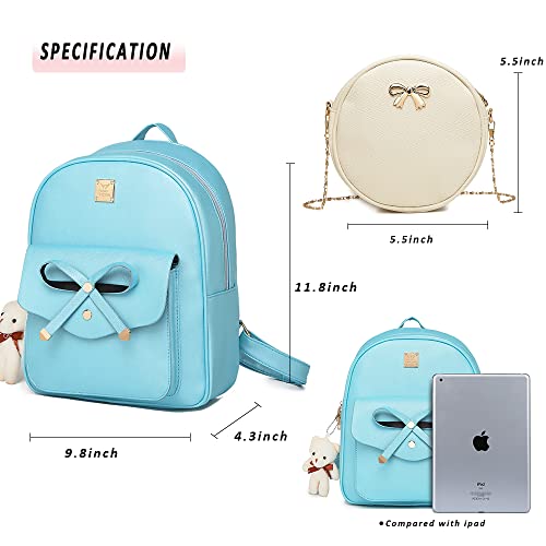 Image of MACCINELO Cute Leather Mini Backpack Purse for Women Bowknot Small Backpack for Girls gift Rucksack Ladies Shoulder Bag 3pcs