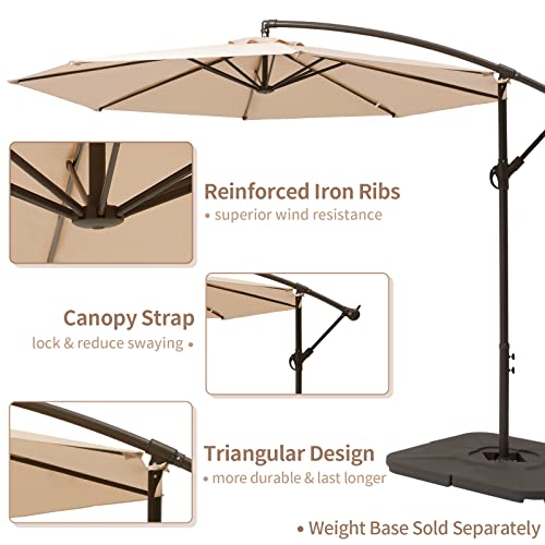 Udpatio 9Ft Patio Umbrella Outdoor Market Table Umbrella With Push Button Tilt, Heavy Duty Fade Resistant Waterproof Sun Umbrella Fabric For Garden, Lawn & Yard, Beige #TOP2