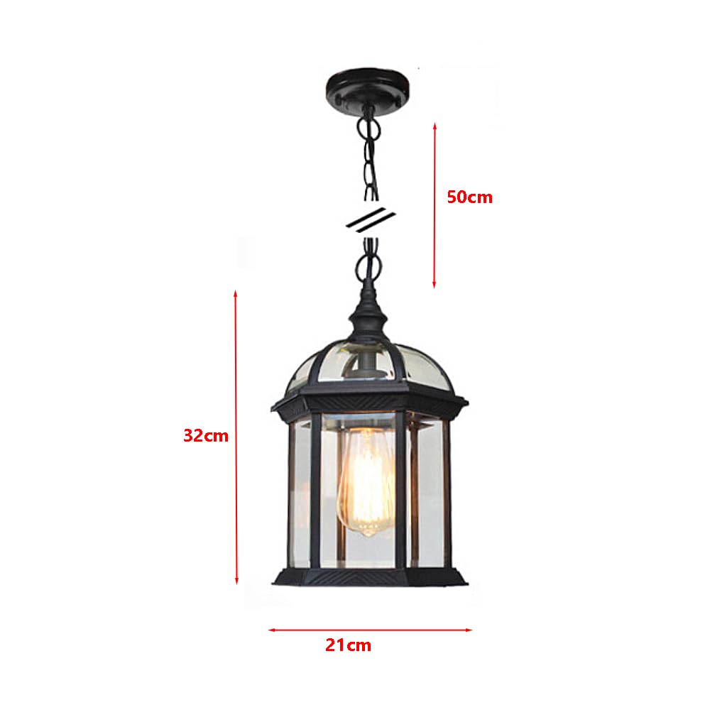 XINYASEEsta lámpara colgante vintage para exteriores cuenta con una bombilla E27 y es una lámpara de techo resistente a la intemperie, ideal para porches, patios, jardines y balcones (DD-03)