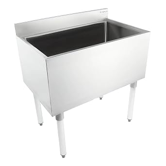 EMPURA 29" Wide Stainless Steel Underbar Ice Bin | Freestanding Back Bar Cooler with 27" x 15" Bowl for Commercial Kitchen Restaurant Buffet | 3" Backsplash, 29.23"W x 18.26"D x 32.98"H, 20 Gauge, NSF