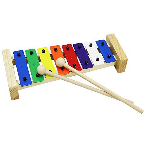 Clifton Educational Wooden 8 Tone Xylophone Metallophone Learning Well Tuned Glockenspiel Colorful Metal Keys With Natural Wood Frame #TOP4