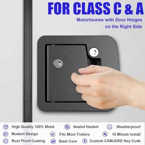 Image of Motor Home & Camper Door Locks,Class C Mechanical RV Door Locks Replacement,RV Door Latch with 4 Keys, fits Campers with 4.25 inch x 4.50 inch x 1.25 inch-1.5 inch Lock Hole(4 Alike Keys 2 Class C Mechanical Lock)