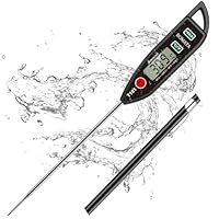 BOMATA Termometro impermeabile IPX7, adatto per acqua, liquidi, candele e cucina. Termometro per alimenti a lettura immediata con sonda lunga, ideale per cucinare, carne e barbecue.T101 Nero