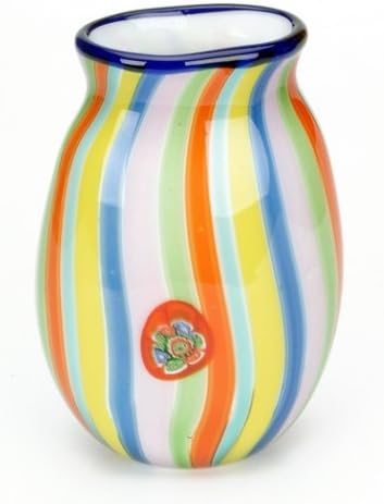M Design Art Handcraft Rainbow Pattern Millefiori Glass Center Glass Vase [Kitchen]