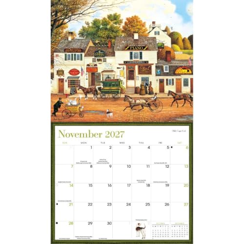 Carousel Worldwide Charles Wysocki Americana Grand calendrier mural 2027 - 16 mois, illustration américaine classique, calendrier mural mensuel pour la maison ou le bureau, 35,6 x 30,5 cm, cadeau – vue 5