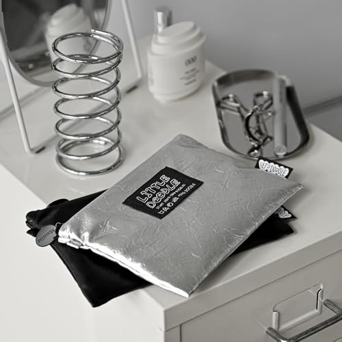 Image of Monolike Little Doodle Flat Pouch, Silver - Makeup Bag, Cosmetic Bag, Travel Bag, Toiletry Bag, Organizer, Storage Bag