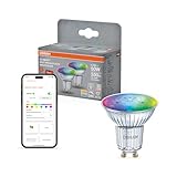 Osram SMART+ RGB PAR15 Reflektor Lampe mit Matter over Wifi, Vorteilspack mit 2 Stück, GU10, 5W, 16 Mio RGB-Farben, warmweiß-tageslichtweiß (2700-6500K), funktioniert mit Alexa, Google und Apple, 2er