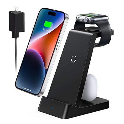 Wireless Charging Station, 18W Fast Wireless Charger for iPhone 14/13/12/11/Pro/Max/SE/XS/XR/X/8 Plus/8, 3 in 1 Wireless Charging Dock Stand for Apple Watch Series & Airpods (with Adapter)