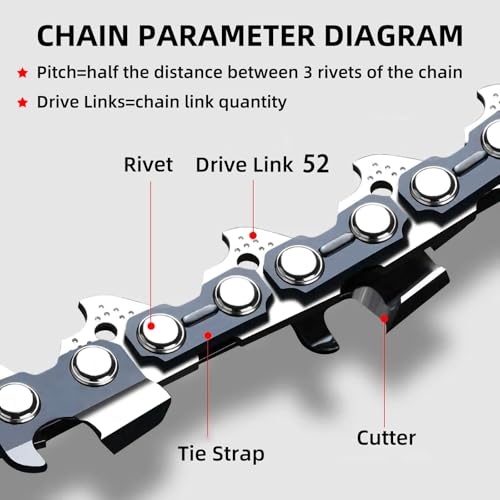 14 Inch Chainsaw Chain 3/8" LP Pitch .043" Gauge 52 Drive Links Fits EGO CS1400, Worx WG384, Milwaukee M18, Kobalt KCS4040-06, RYOBI RY40502-2 Chains by Fifchall - Image 3