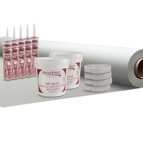 RecPro RV Extreme Duty Rubber Roof Kit | 8.5' Wide | Self Leveling Sealant | Butyl Tape | Light Gray | Made in USA (40 Foot Kit)