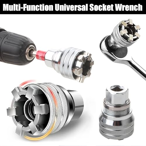 Multi-Function Universal Socket Wrench Tool - Universal Maintenance Tool, 10mm-19mm Adjustable Universal Socket Wrench, Universal Socket Tool for 3/8\" Drive Ratchet Torque Wrench & Power Drill (2Sets)