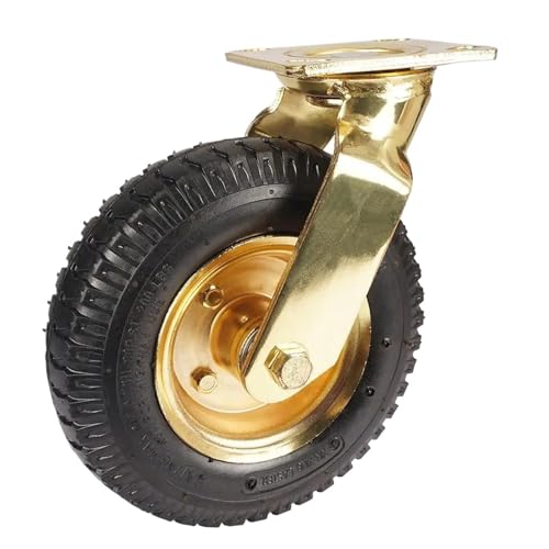 Roulette pneumatique 8 pouces en caoutchouc plaqué or pour chariot de manutention